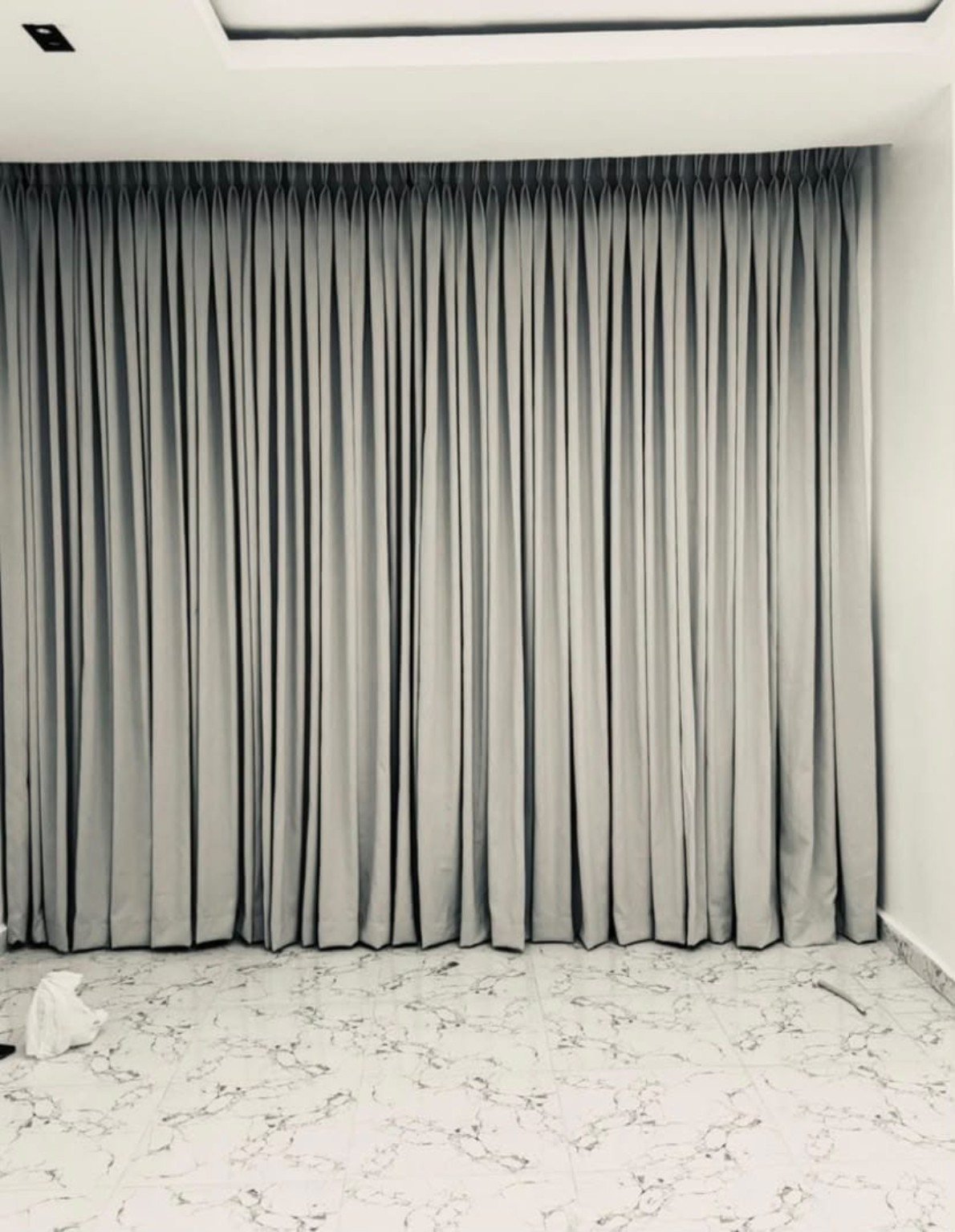 Grey Wave Curtain Installation